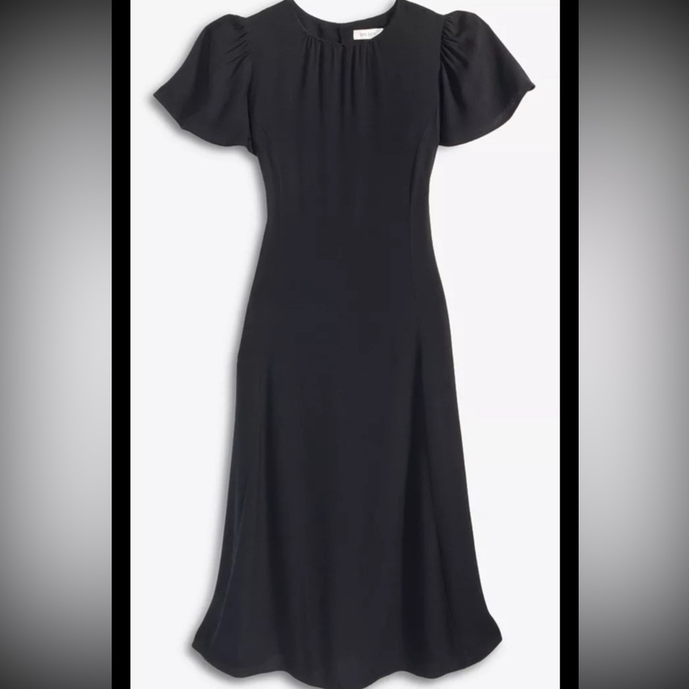 NWT Whimsigoth Black Dress Flutter-Sleeve open back Midi, On 34th Size 10